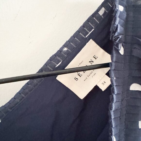 Sezane Rachelle Navy Ecru Dots Dress EU 34 / US 4 - Picture 5 of 7